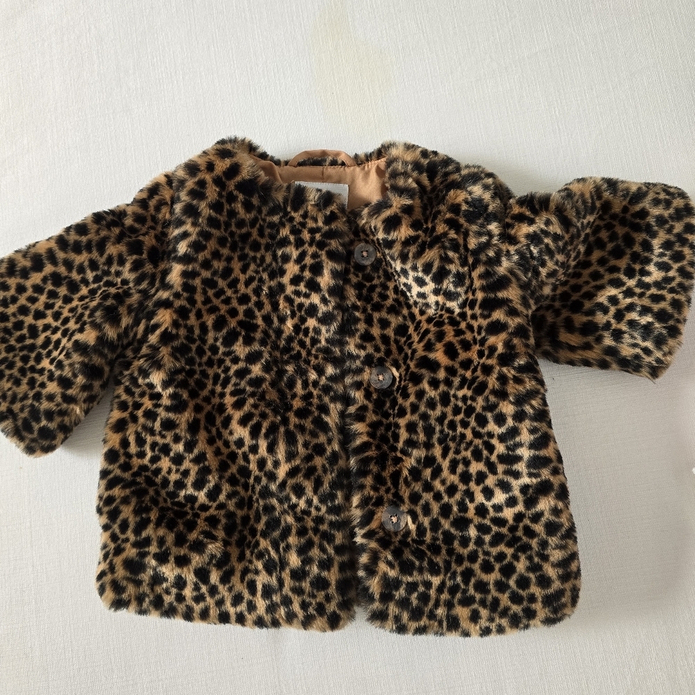 Janie & Jack Leopard Print Faux Fur Kids Coat